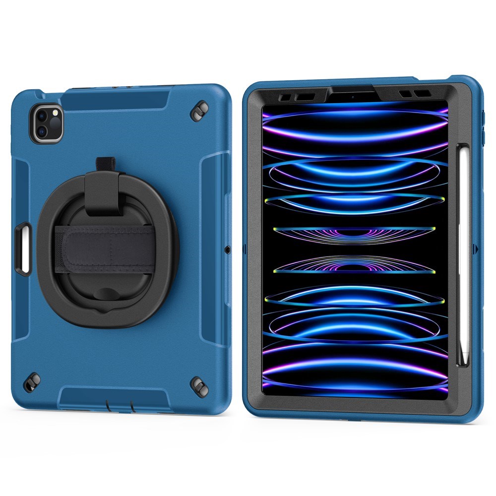 EIDERWOOD iPad Air 10,9-11" (2025-2020) / Pro 11" (2022-2018) Craftsman Cover m. Beskyttelsesfilm og håndholder - blå