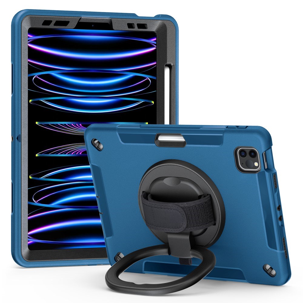 EIDERWOOD iPad Air 10,9-11" (2025-2020) / Pro 11" (2022-2018) Craftsman Cover m. Beskyttelsesfilm og håndholder - blå