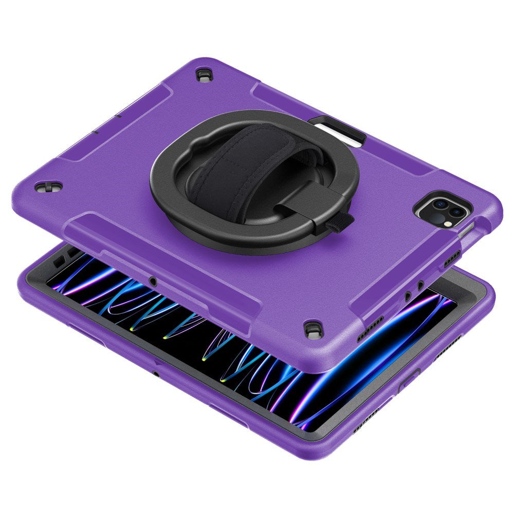 EIDERWOOD iPad Air 10.9-11" (2025-2020) / Pro 11" (2022-2018) Håndværker Cover m. Beskyttelsesfilm & Håndholder - Lilla