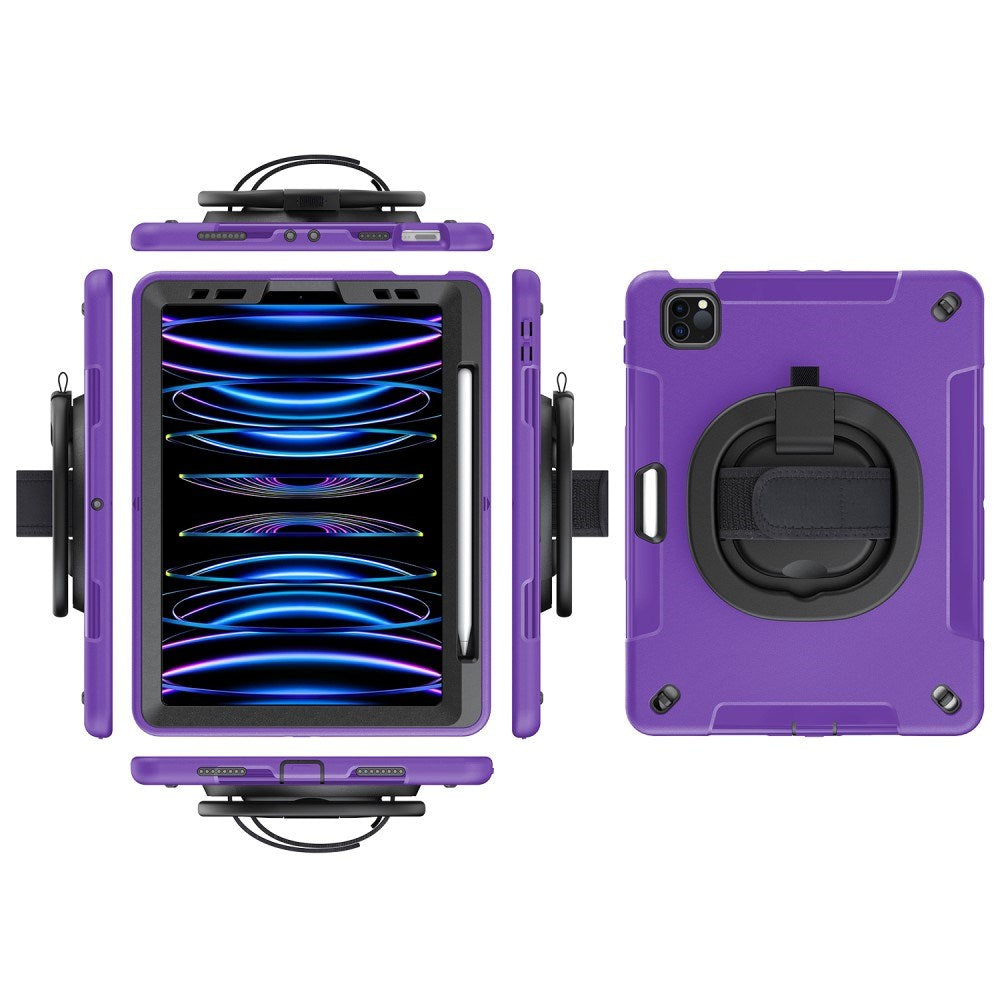 EIDERWOOD iPad Air 10.9-11" (2025-2020) / Pro 11" (2022-2018) Håndværker Cover m. Beskyttelsesfilm & Håndholder - Lilla