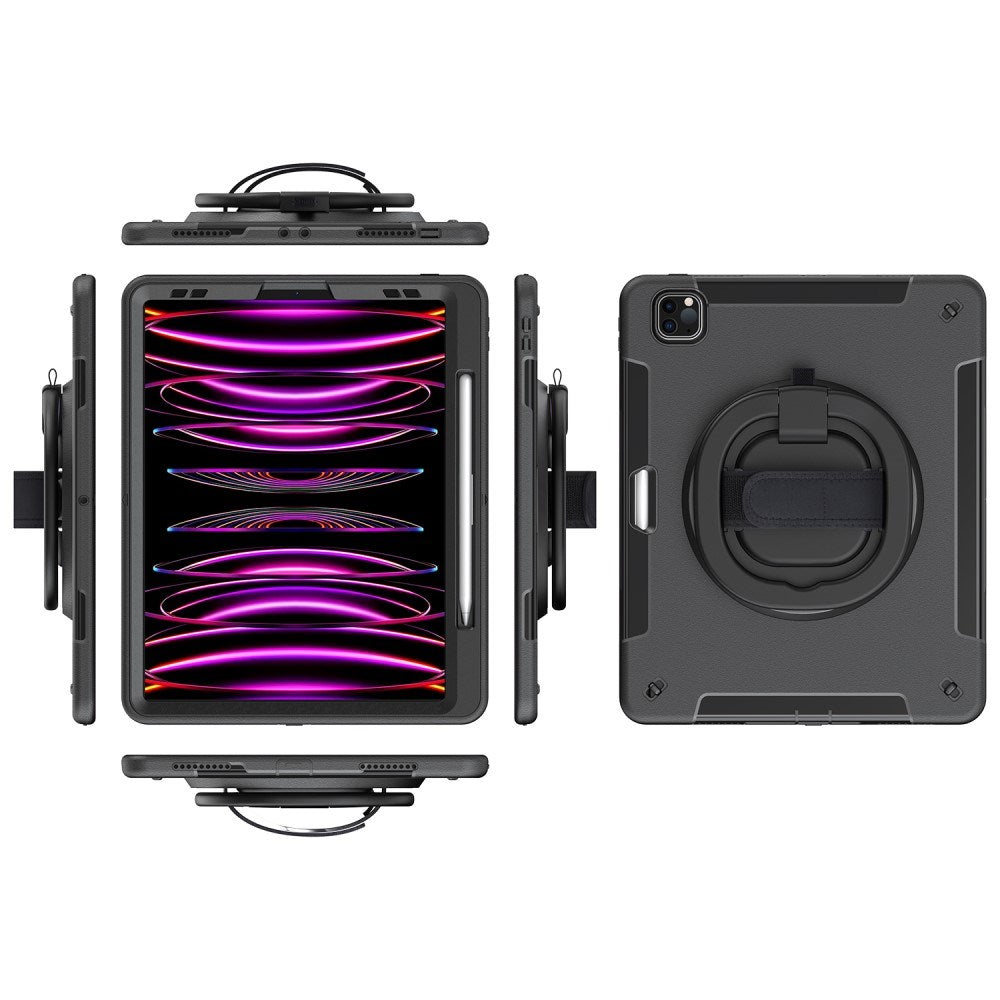 EIDERWOOD iPad Air 13" (2025 / 2024) / Pro 12.9" (2022 / 2021 / 2020 / 2018) Craftsman Cover m. Beskyttende film og skulderstropp - svart