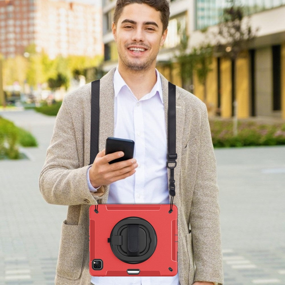 EIDERWOOD iPad Air 13" (2025 / 2024) / Pro 12.9" (2022 / 2021 / 2020 / 2018) Håndværker Cover m. Beskyttelsesfilm & Skulderstrop - Rød