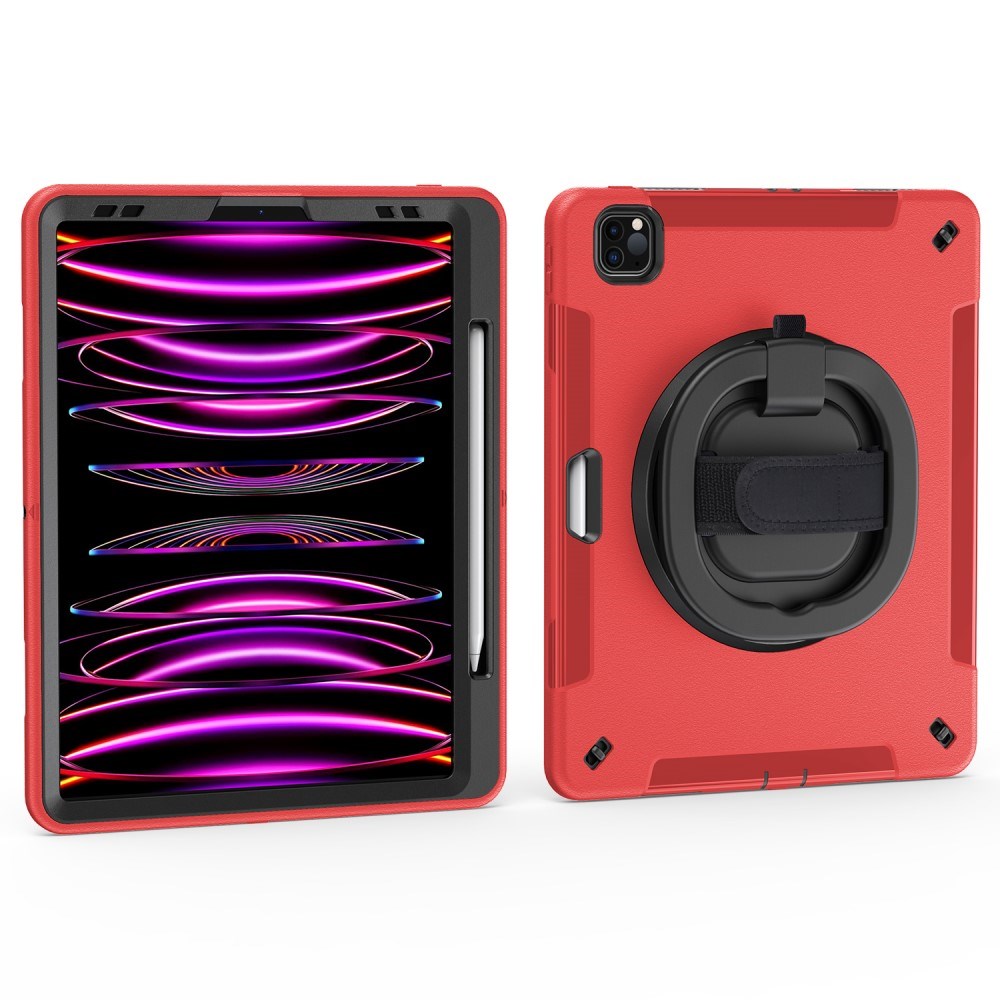 EIDERWOOD iPad Air 13" (2025 / 2024) / Pro 12.9" (2022 / 2021 / 2020 / 2018) Håndværker Cover m. Beskyttelsesfilm & Skulderstrop - Rød