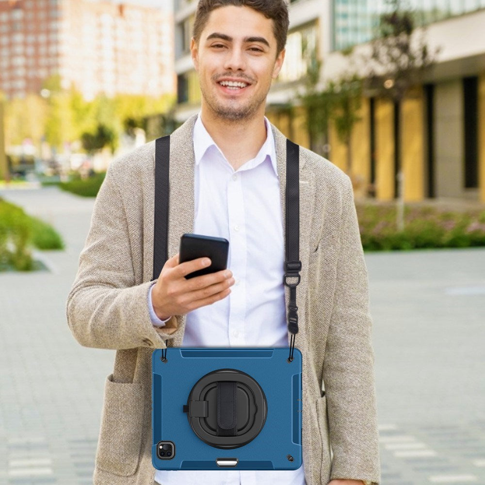 EIDERWOOD iPad Air 13" (2025 / 2024) / Pro 12.9" (2022 / 2021 / 2020 / 2018) Craftsman Cover m. Beskyttende film og skulderstropp - blå