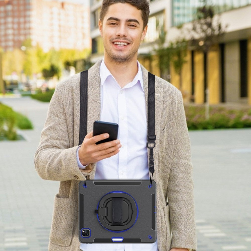 EIDERWOOD iPad Air 13" (2025 / 2024) / Pro 12.9" (2022 / 2021 / 2020 / 2018) Craftsman Cover m. Apple blyantholder og skulderstropp - svart / koboltblå