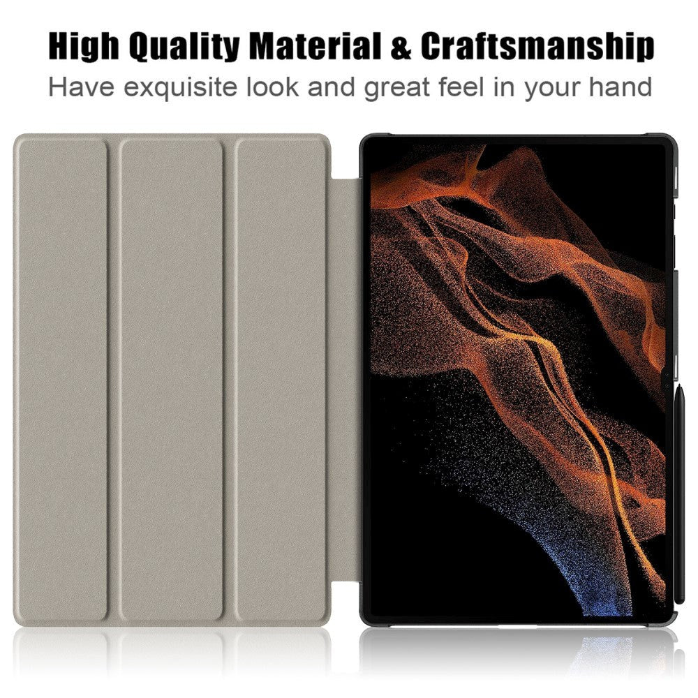 Samsung Tab S9 Ultra Tri-Fold Leather Flip Cover m. Standfunksjon - Graffiti