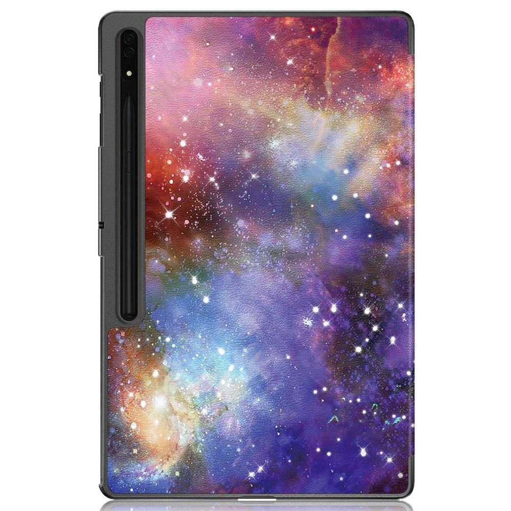 Samsung Tab S9 Ultra Tri-Fold Leather Flip Cover m. Stativfunksjon - Galaxy