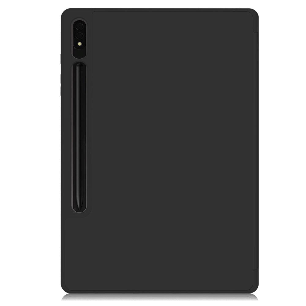 Samsung Galaxy Tab S9+ (Plus) Magnetisk Tri-Fold Leather Flip Cover m. Blyantholder - Svart