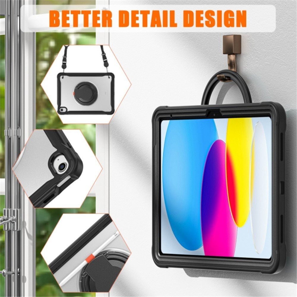iPad 11" (2025) / iPad 10,9" (2024/2022) Craftsman Bakdeksel m. Håndholder & Stativ - Gjennomsiktig / Svart