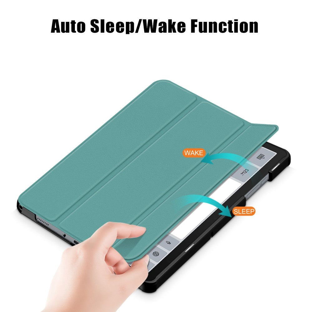 Samsung Galaxy Tab A9+ (pluss) Tri-Fold Leather Flip Cover m. Ståfunksjon - Turkis