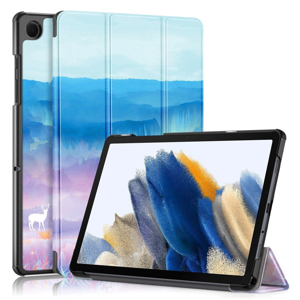 Samsung Galaxy Tab A9+ (pluss) Tri-Fold Faux Leather Flip Cover m. Søvnfunksjon - Rødhjort