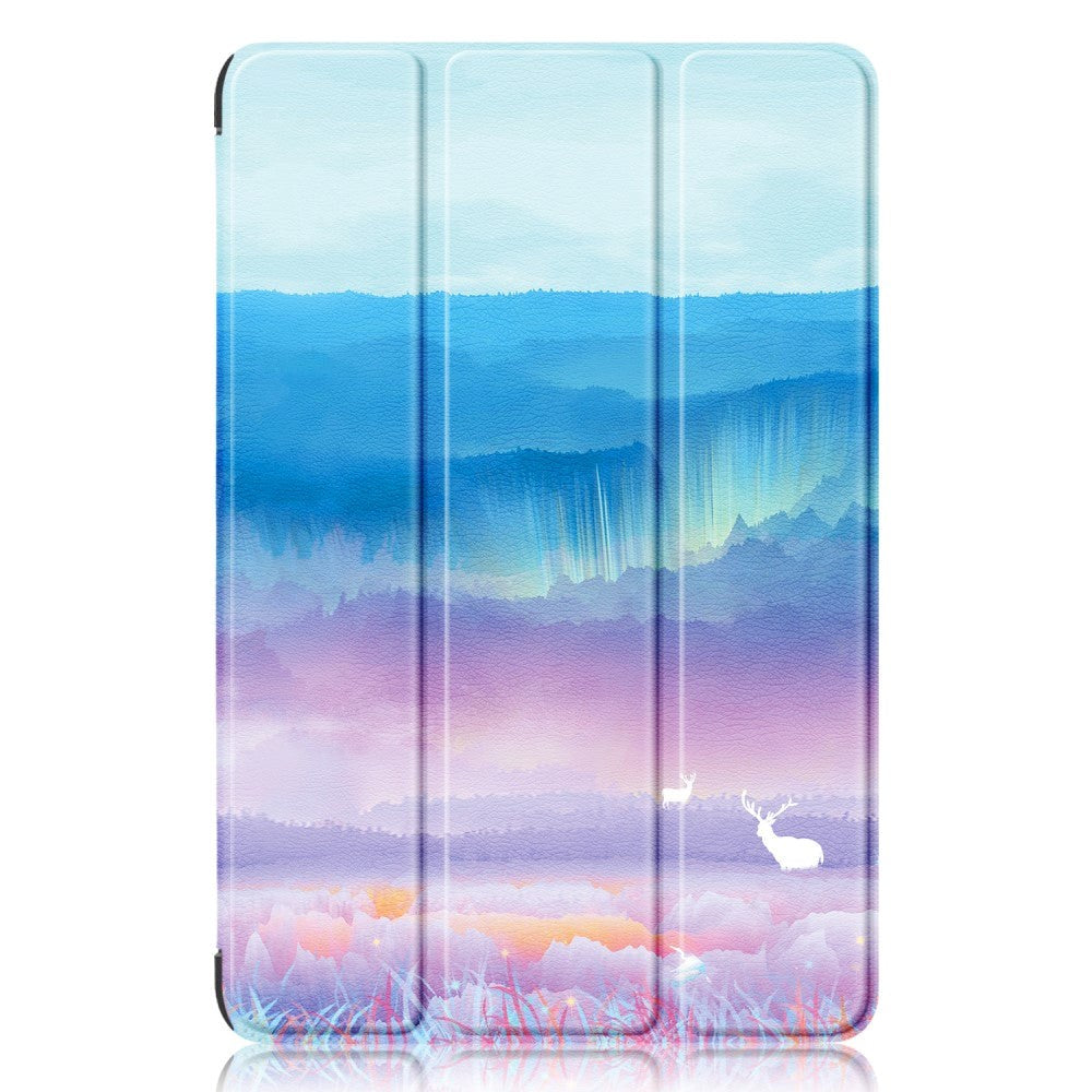 Samsung Galaxy Tab A9+ (pluss) Tri-Fold Faux Leather Flip Cover m. Søvnfunksjon - Rødhjort