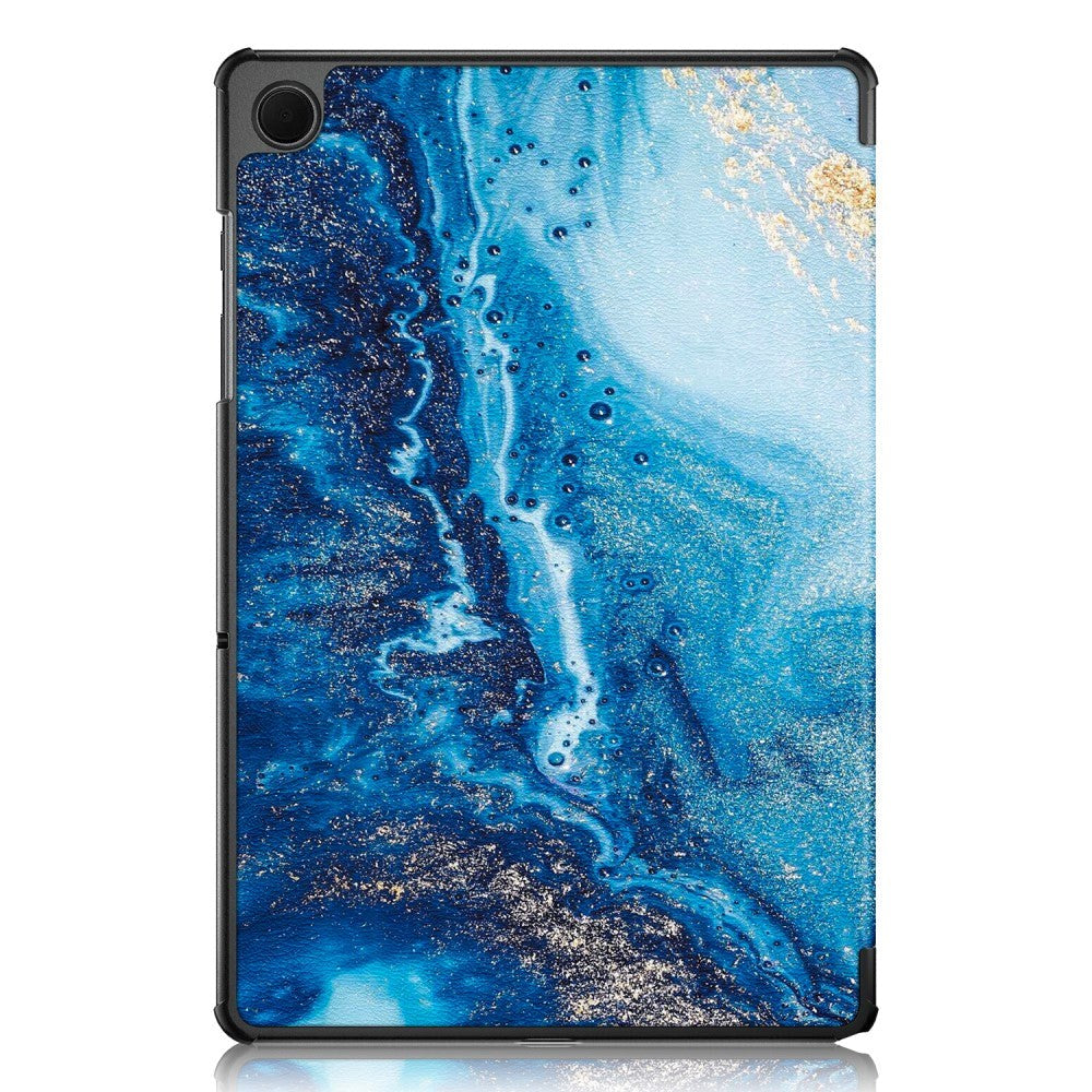 Samsung Galaxy Tab A9+ (pluss) Tri-Fold Faux Leather Flip Cover m. Søvnfunksjon - Vann