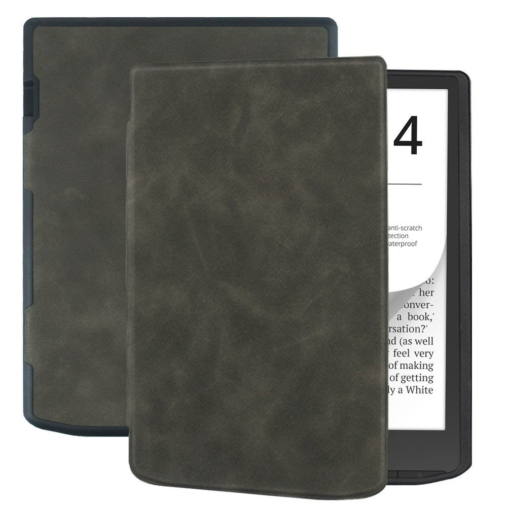 PocketBook InkPad 4 Leather Flip Cover m. Sleep Function - Svart