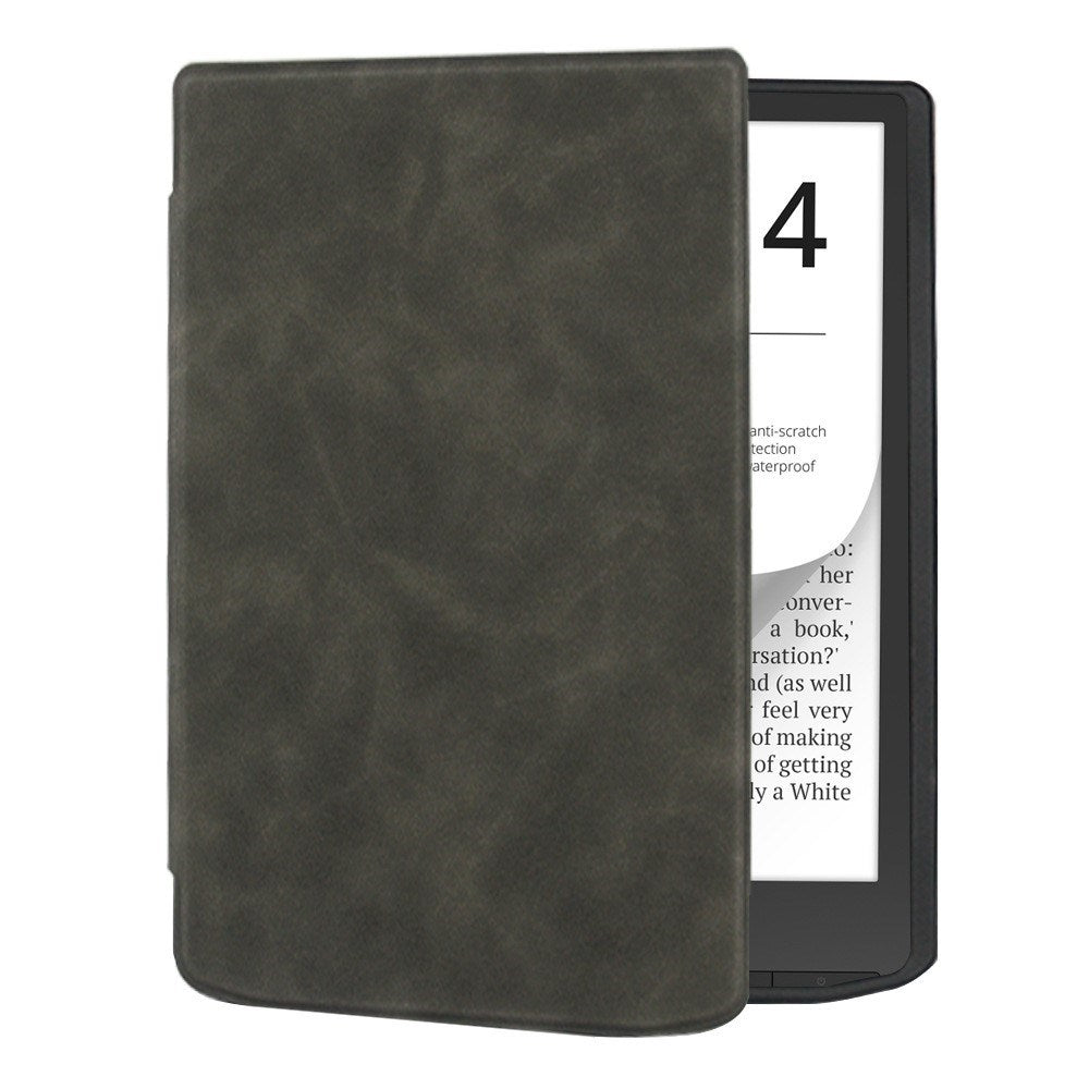 PocketBook InkPad 4 Leather Flip Cover m. Sleep Function - Svart