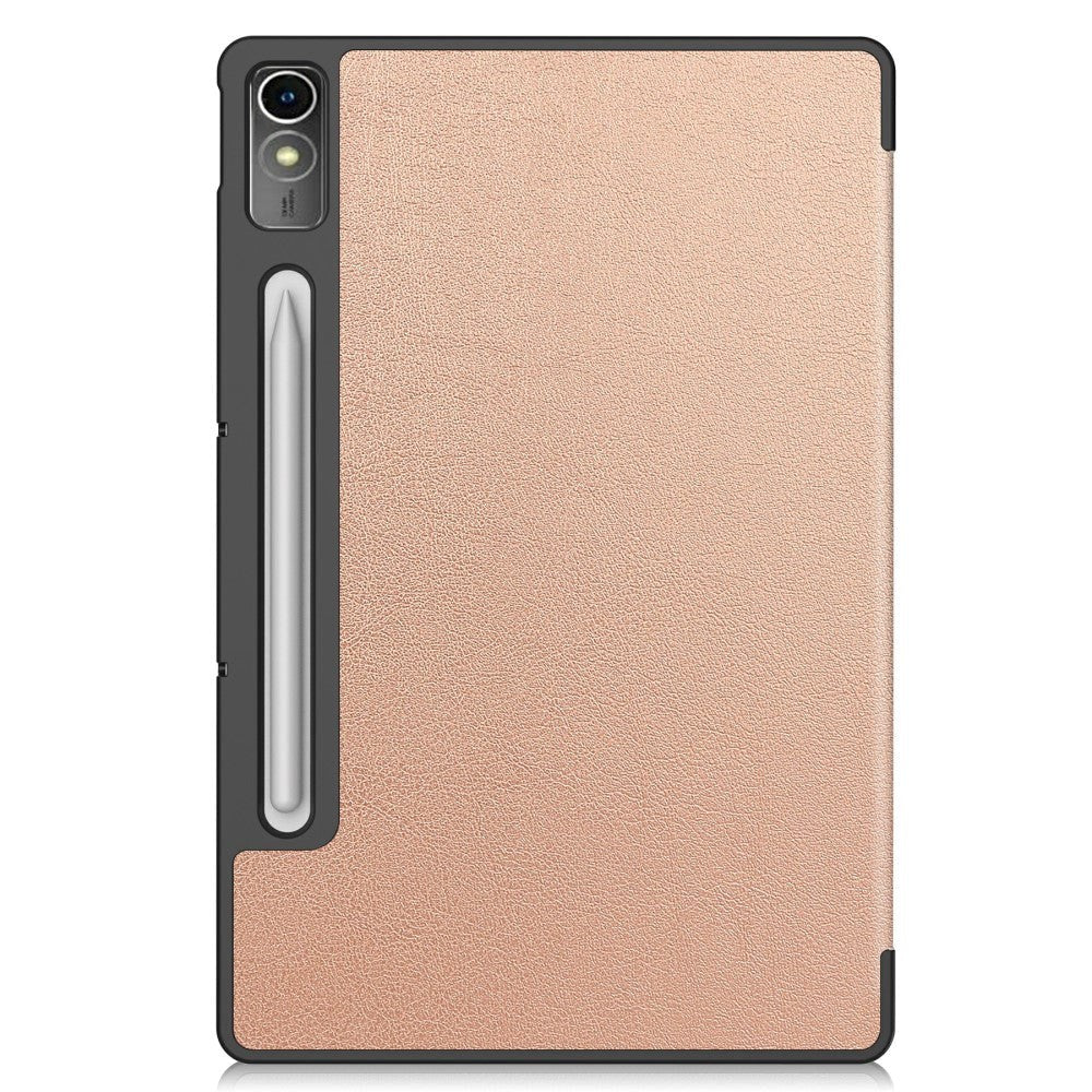 Lenovo Tab P12 Magnetic Tri-Fold Leather Flip Cover m. Blyantholder - Rose gull