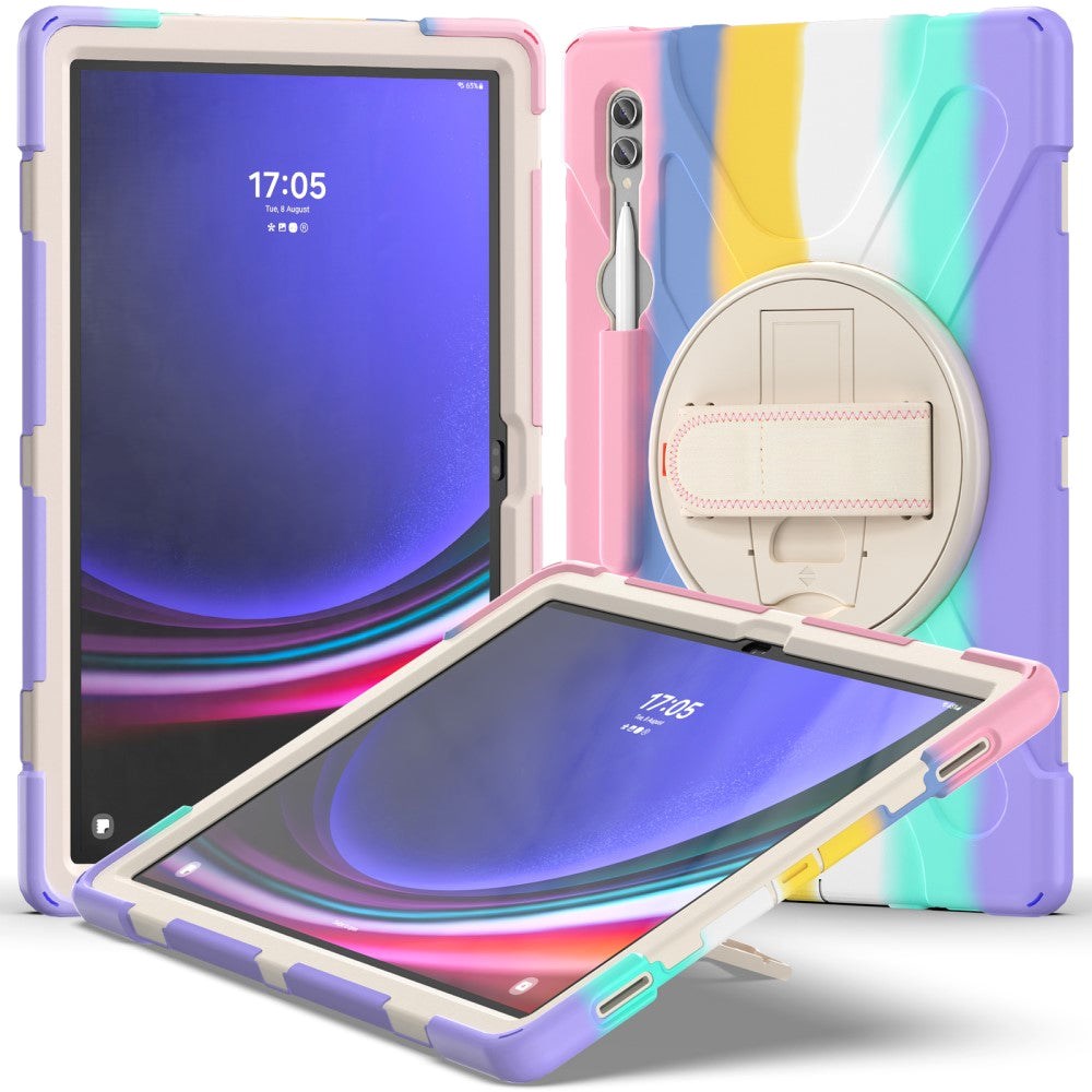 Samsung Galaxy Tab S9 Ultra / S8 Ultra Craftsman Bakdeksel m. Håndholder, Stativ & Blyantholder - Multi