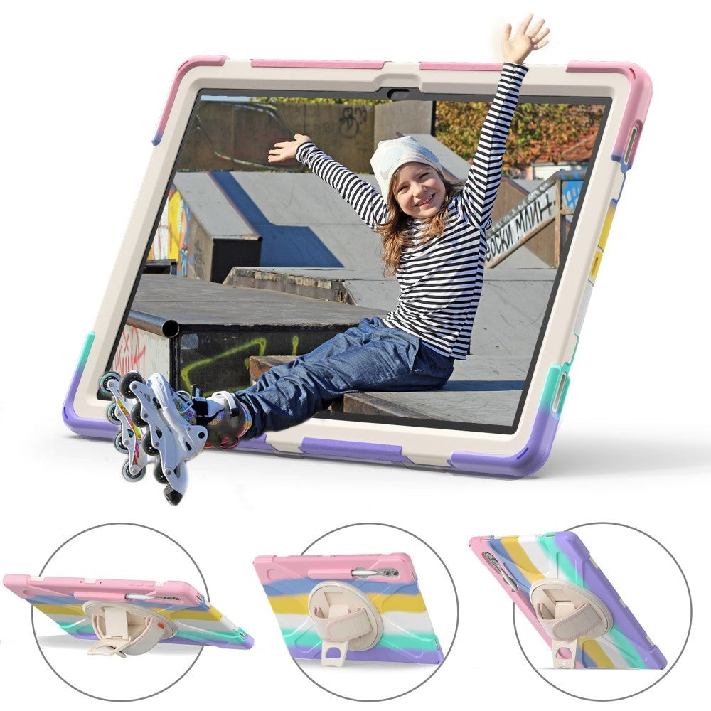 Samsung Galaxy Tab S9 Ultra / S8 Ultra Craftsman Bakdeksel m. Håndholder, Stativ & Blyantholder - Multi