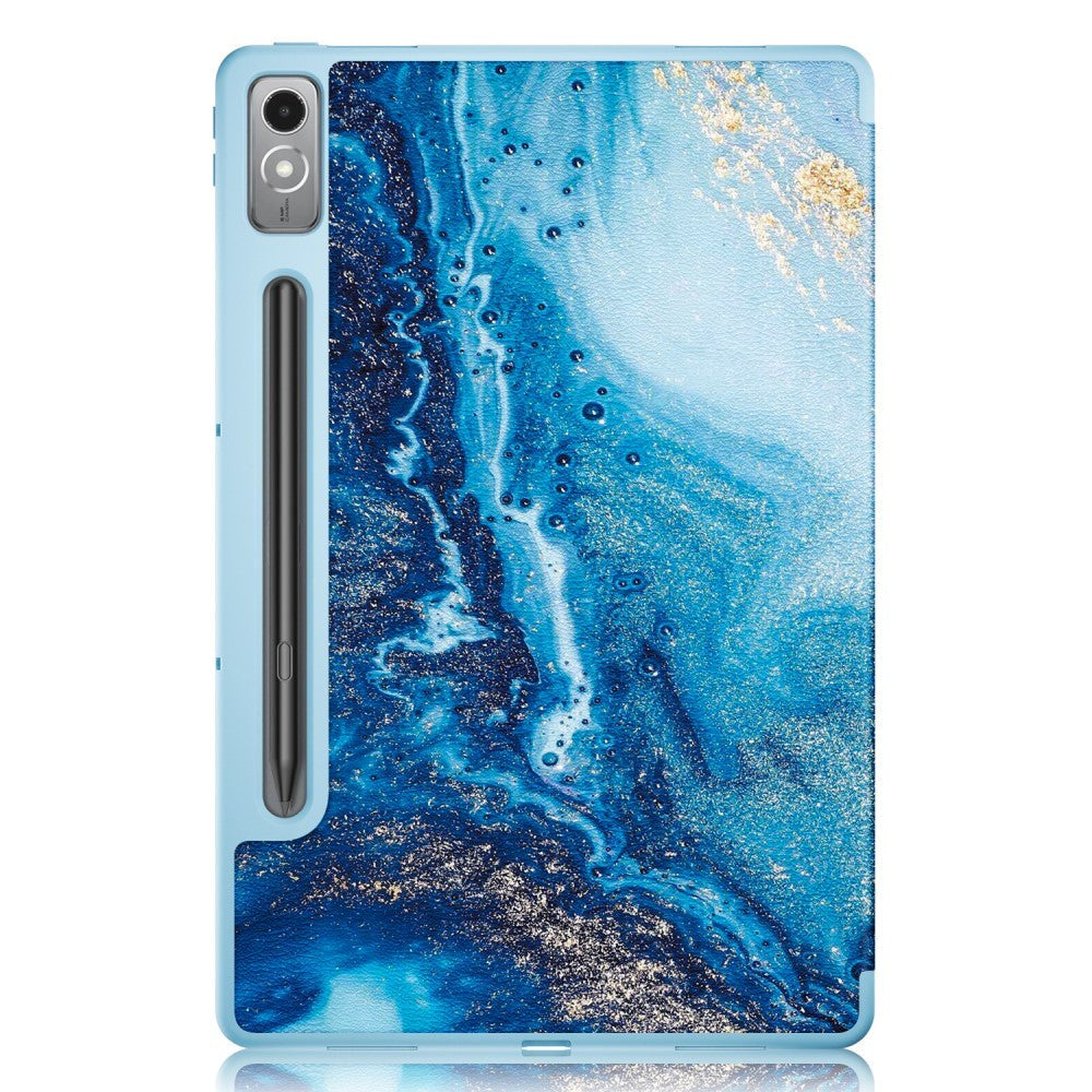 Lenovo Tab P12 Tri-Fold Leatherette Flip Cover m. Penneholder - Vann