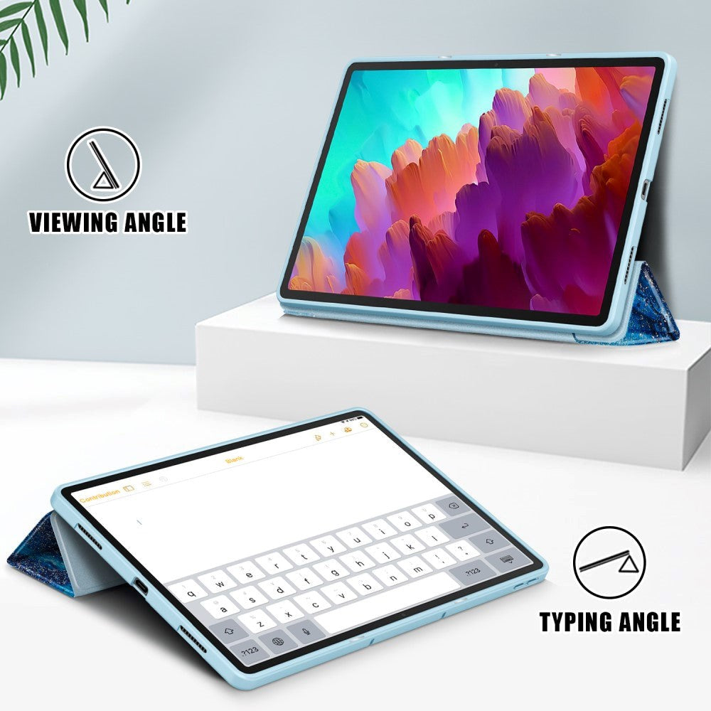 Lenovo Tab P12 Tri-Fold Leatherette Flip Cover m. Penneholder - Vann