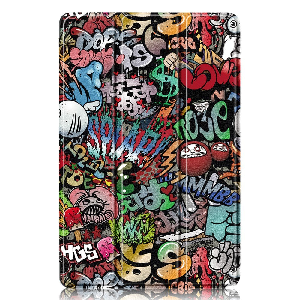 Lenovo Tab P12 Tri-Fold Leatherette Flip Cover m. Penneholder - Graffiti