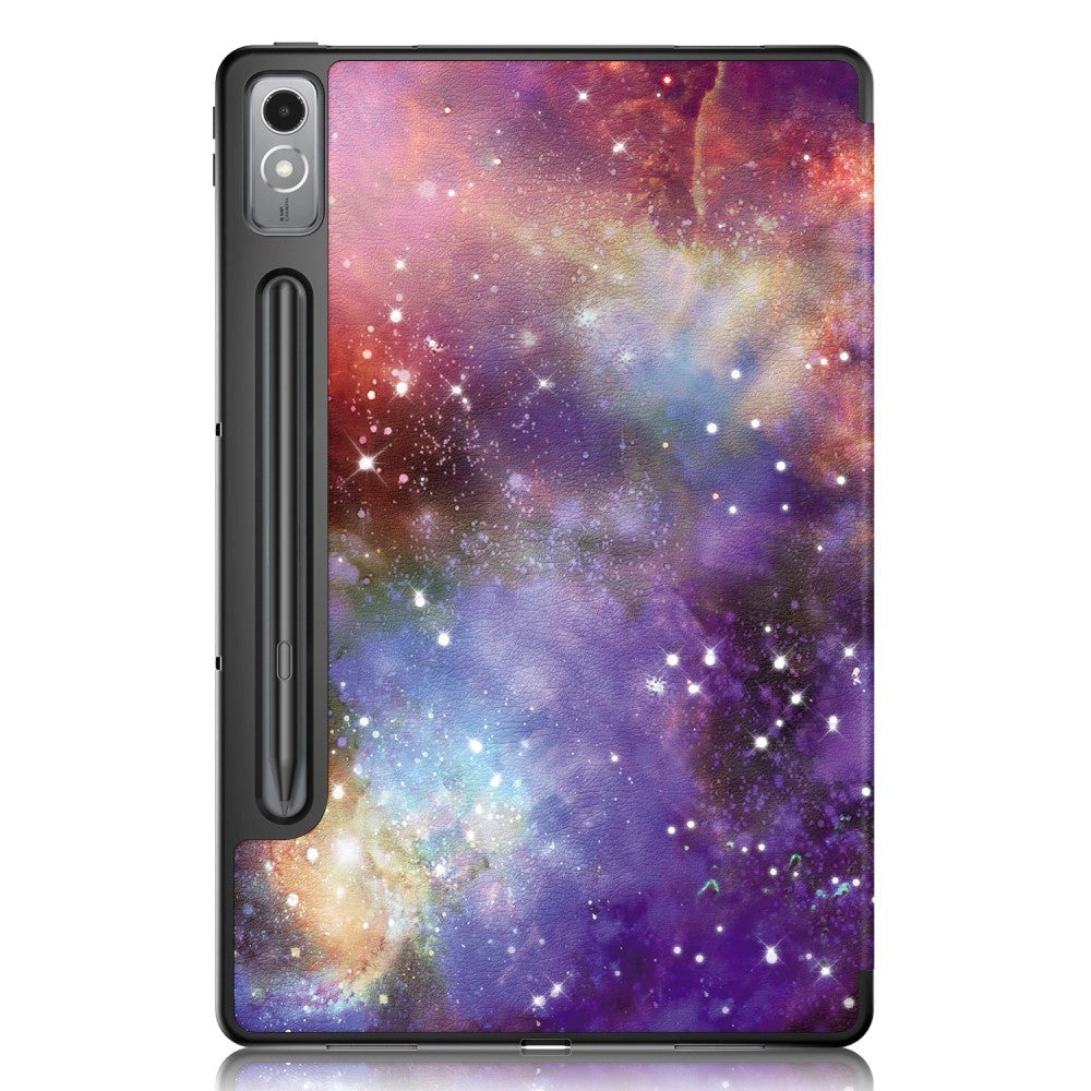 Lenovo Tab P12 Tri-Fold Leatherette Flip Cover m. Penneholder - Galaxy