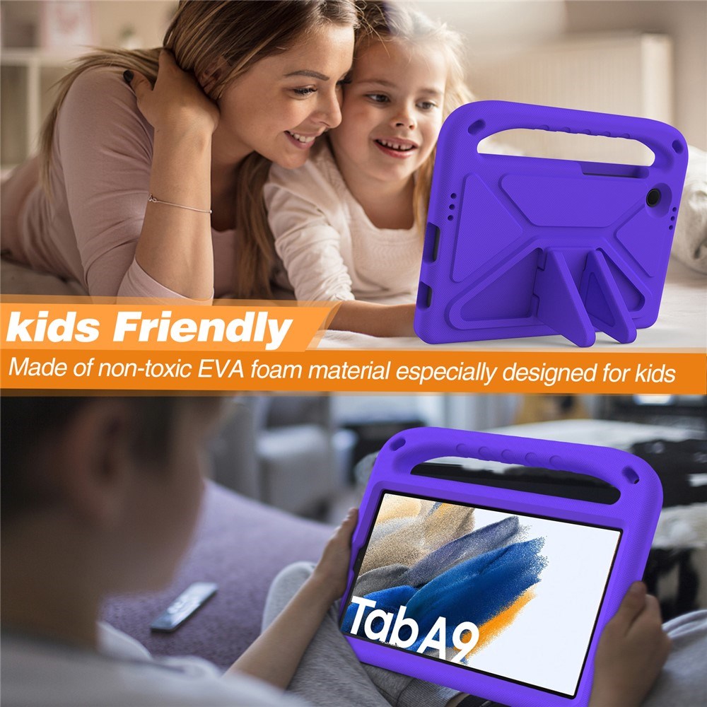 EIDERWOOD Samsung Galaxy Tab A11 / A9 Børnecover med Kickstand og Håndtag - Lilla