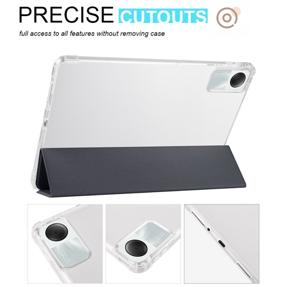 EIDERWOOD Xiaomi Redmi Pad SE Tri-fold Leather Flip Cover m. Gjennomsiktig rygg - Grønn