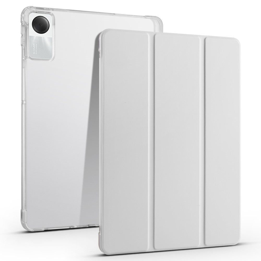 EIDERWOOD Xiaomi Redmi Pad SE Tri-fold Leather Flip Cover m. Gjennomsiktig rygg - Grå