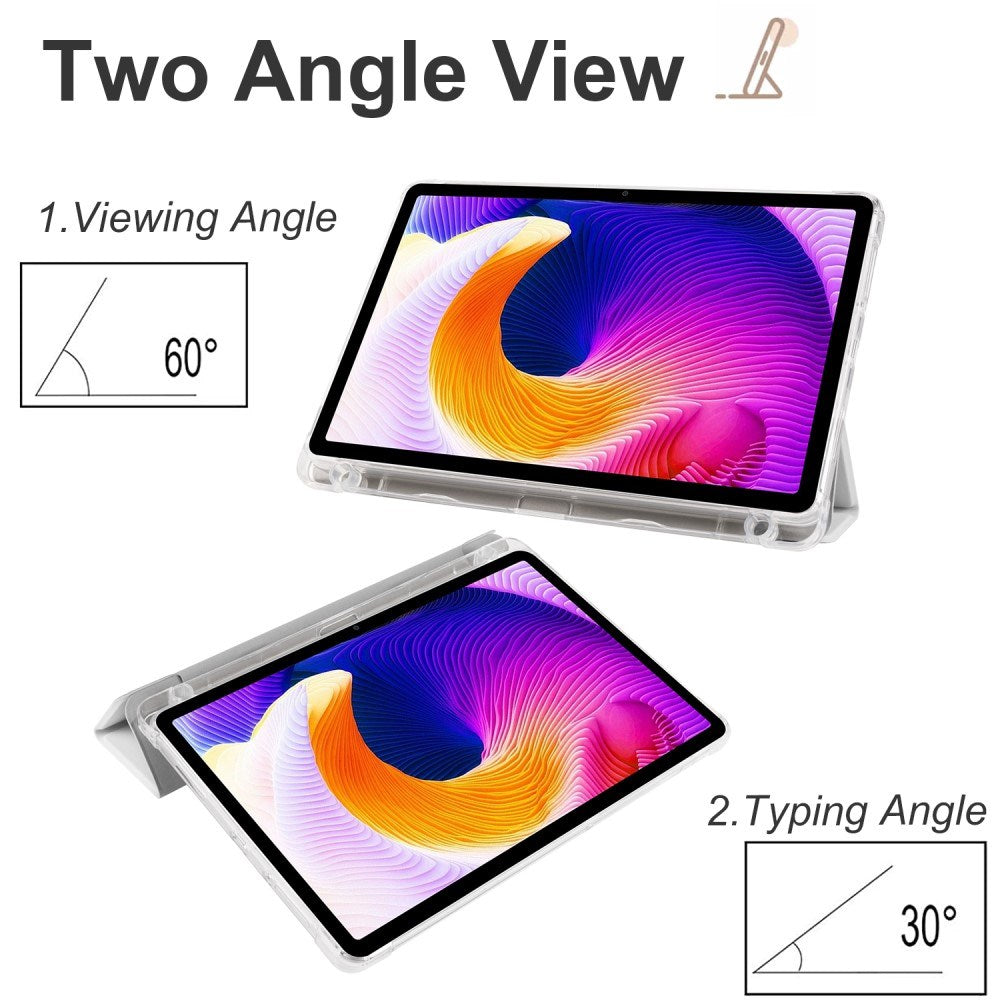 EIDERWOOD Xiaomi Redmi Pad SE Tri-fold Leather Flip Cover m. Gjennomsiktig rygg - Grå