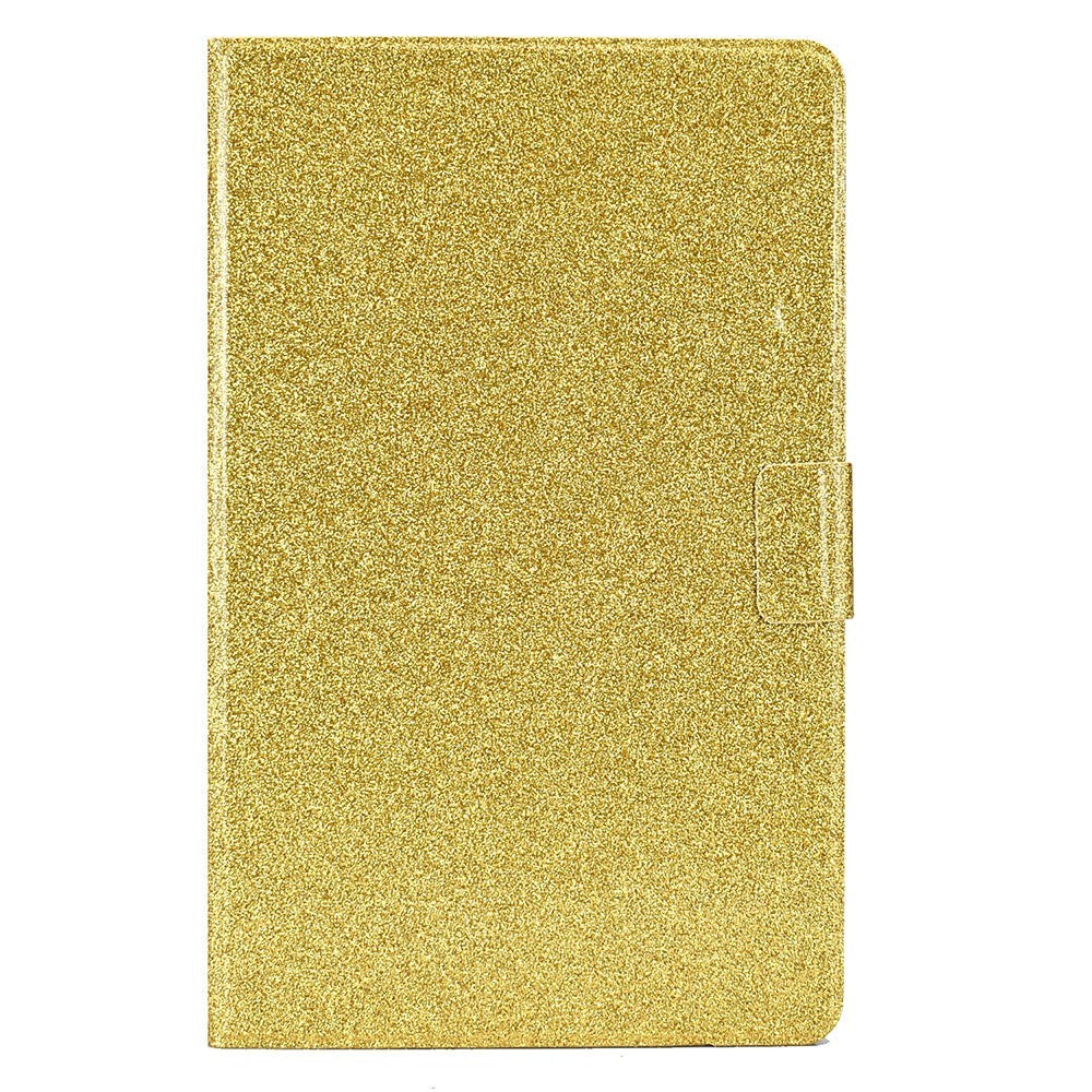 Samsung Galaxy Tab A9 glitterdeksel m. Flip Stand & Kortholder - Gull Glitter