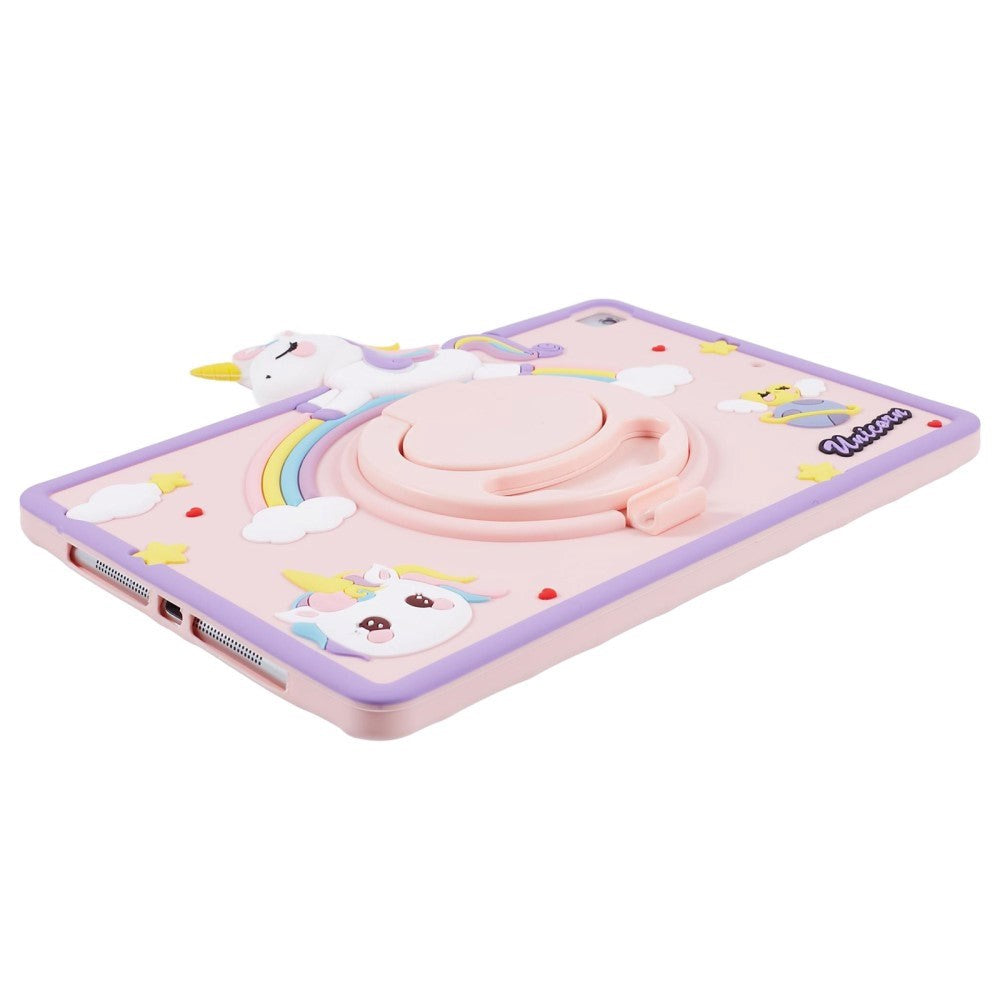 iPad 9.7 (2018-2017) / iPad Air / Air 2 Kids Bakdeksel m. Stativ og tegneserie - Rosa