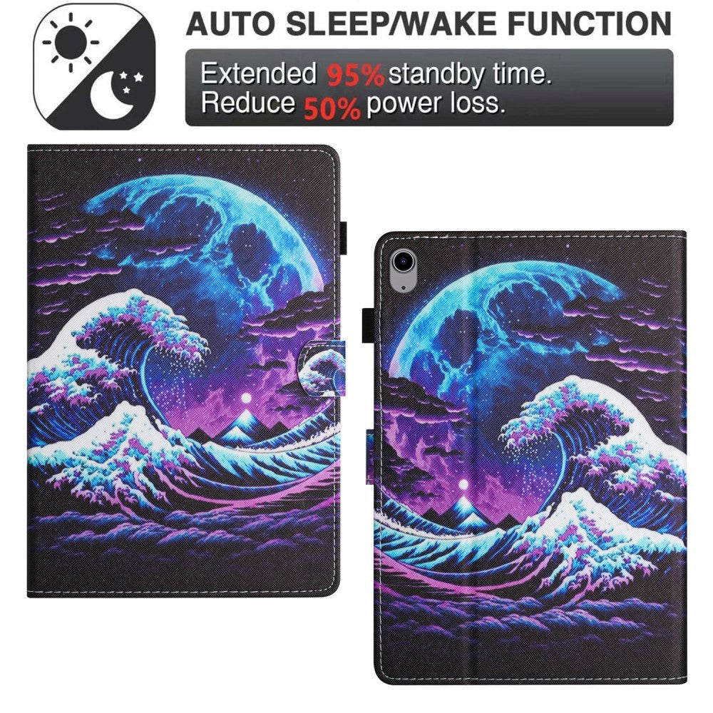 iPad 11" (2025) / iPad 10,9" (2024/2022) Leather Flip Cover m. Stativ og kortholder - Waves