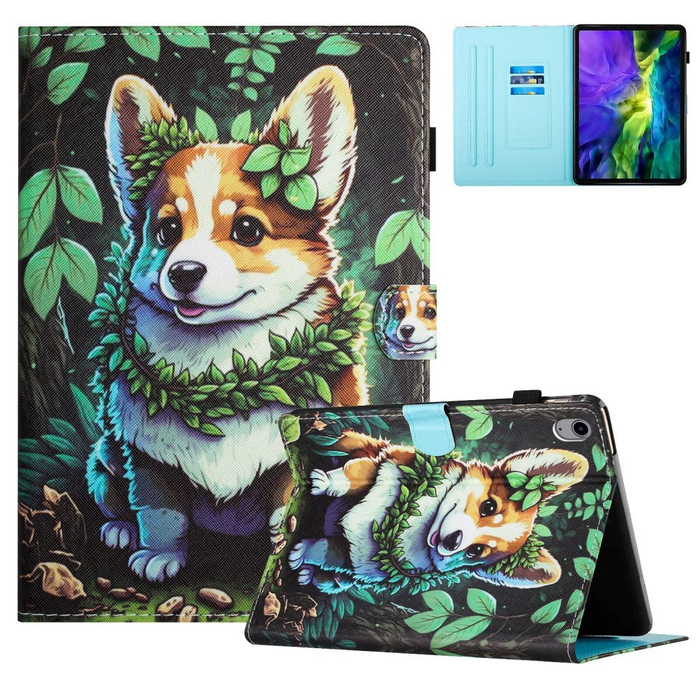 iPad 11" (2025) / iPad 10,9" (2024/2022) Leather Flip Cover m. Stativ og kortholder - Corgi