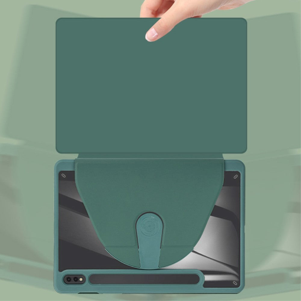 Samsung Galaxy Tab S9+ (Plus) / S9 FE+ (Plus) Hybrid Flip Cover m. Pen Holder - Sort / Gennemsigtig