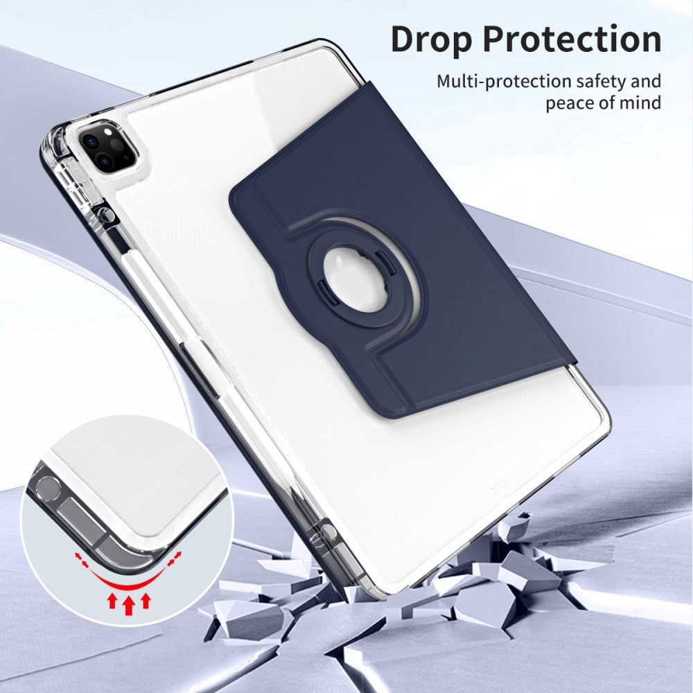 iPad Pro 12,9" (2022 / 2021 / 2020 / 2018) 2-i-1 Hybrid Flip-deksel med pennholder og kameralinsebeskytter - blå / gjennomsiktig