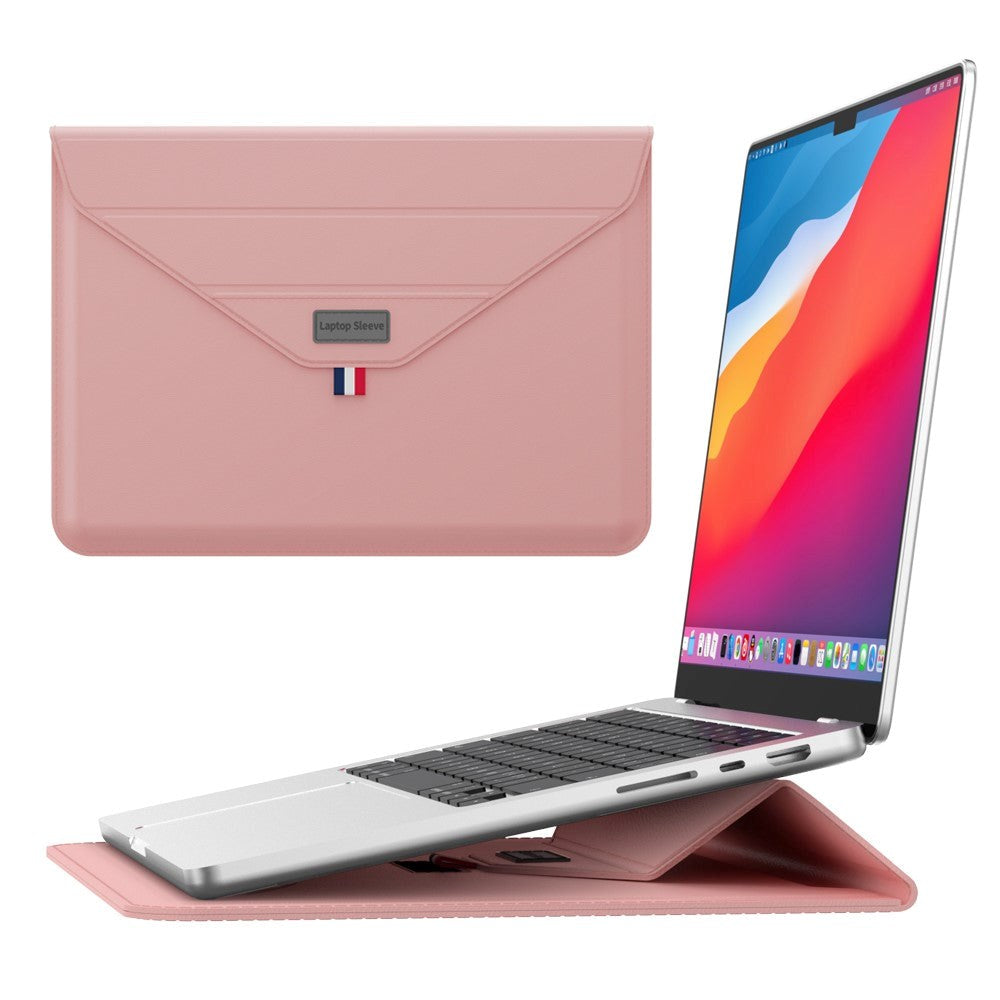 Laptop- / MacBook-omslag 13-14" (32 x 24 cm) m. Tri-fold stativfunksjon - rosa