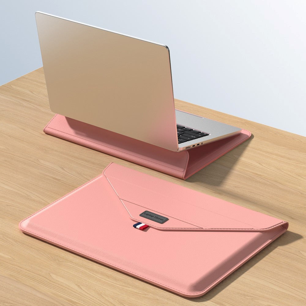 Laptop- / MacBook-omslag 13-14" (32 x 24 cm) m. Tri-fold stativfunksjon - rosa