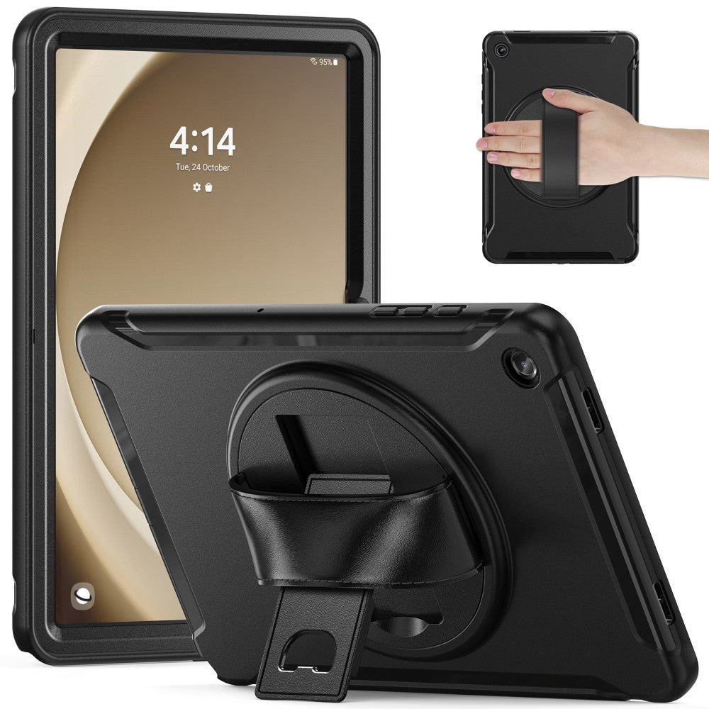 Samsung Galaxy Tab A9+ (Plus) Craftsman Bakdeksel m. Håndholder & Stativ - Svart