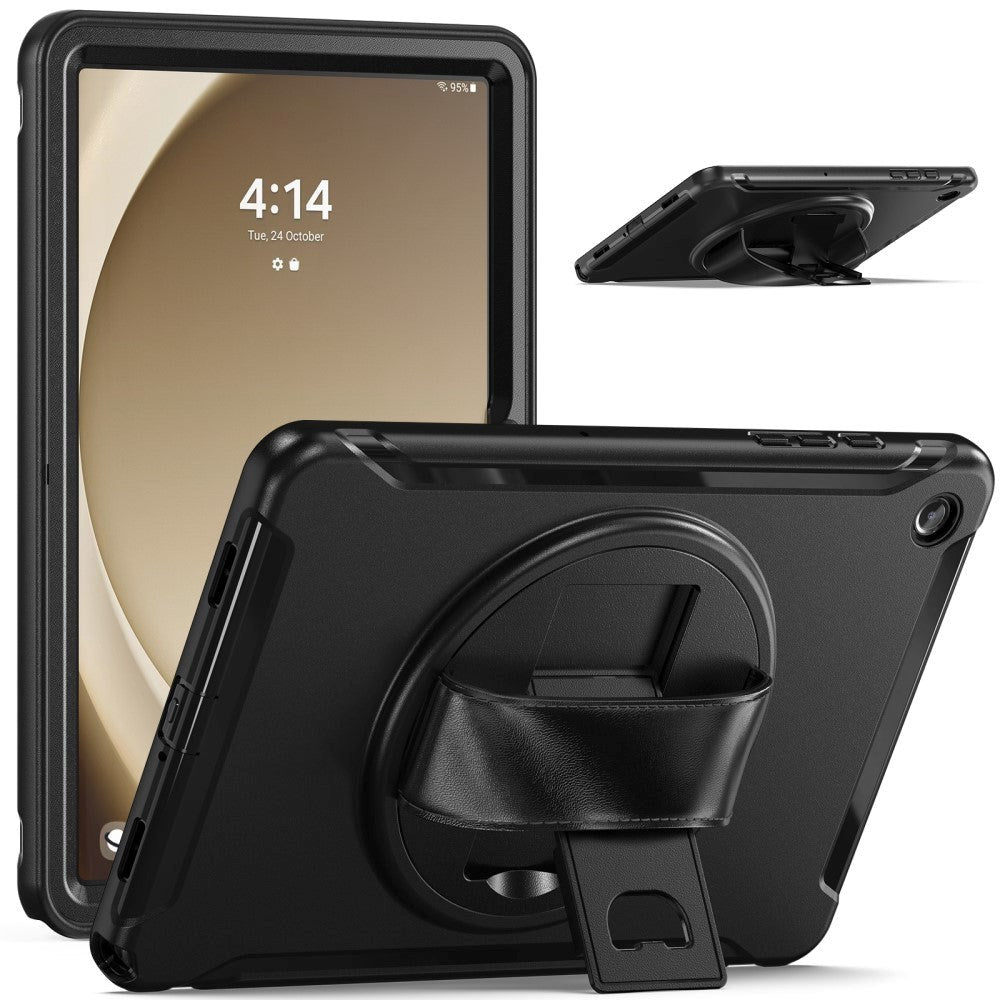 Samsung Galaxy Tab A9+ (Plus) Craftsman Bakdeksel m. Håndholder & Stativ - Svart