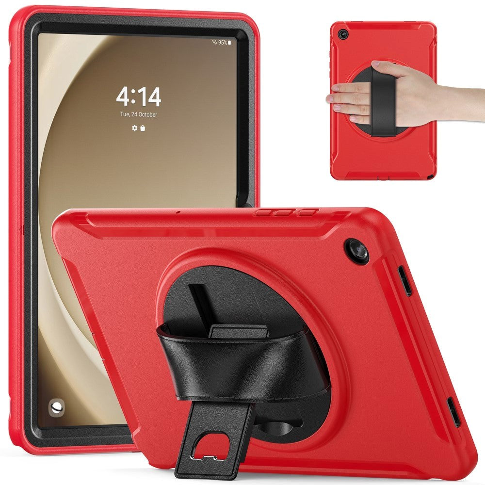 Samsung Galaxy Tab A9+ (Plus) Craftsman Bakdeksel m. Håndholder & Stativ - Rød