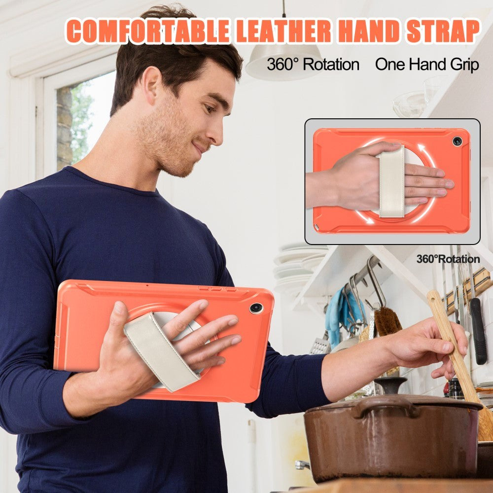Samsung Galaxy Tab A9+ (Plus) Craftsman Bakdeksel m. Håndholder og støtte - oransje