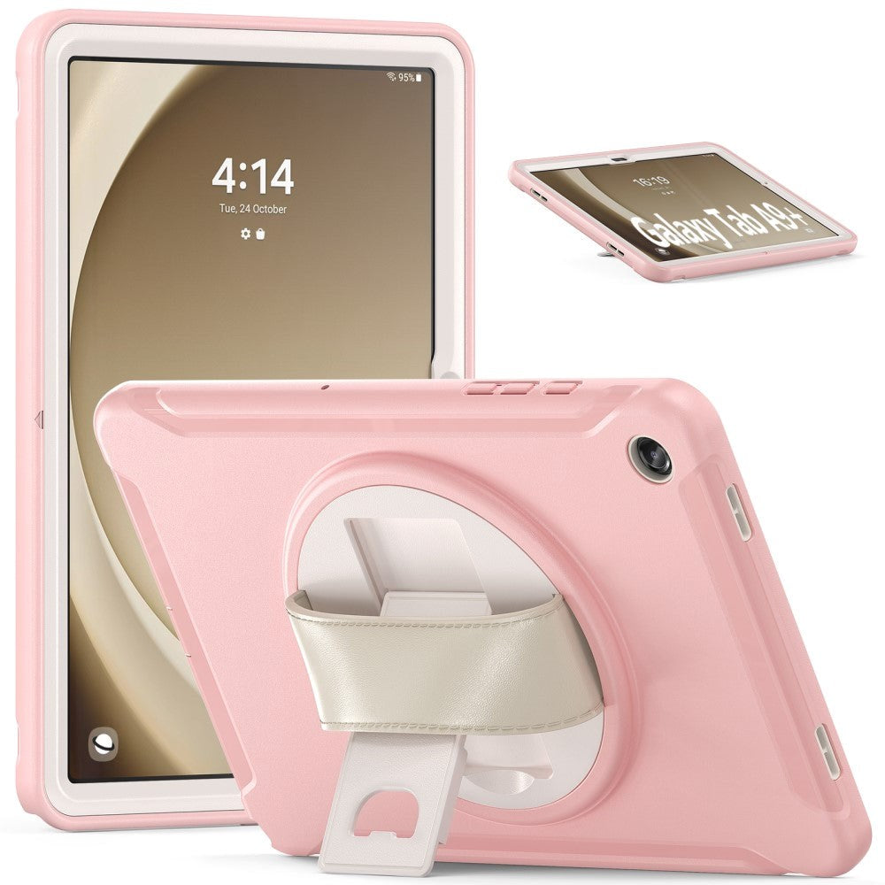 Samsung Galaxy Tab A9+ (Plus) Craftsman Bakdeksel m. Håndholder og stativ - Rosa