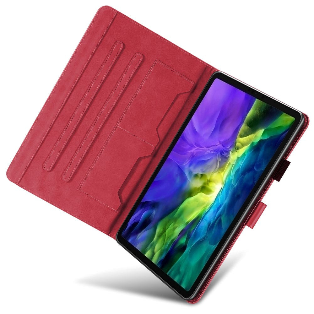 iPad Pro 11" (2022 / 2021 / 2020) Leather Flip Cover m. Animal Motiv - Rød