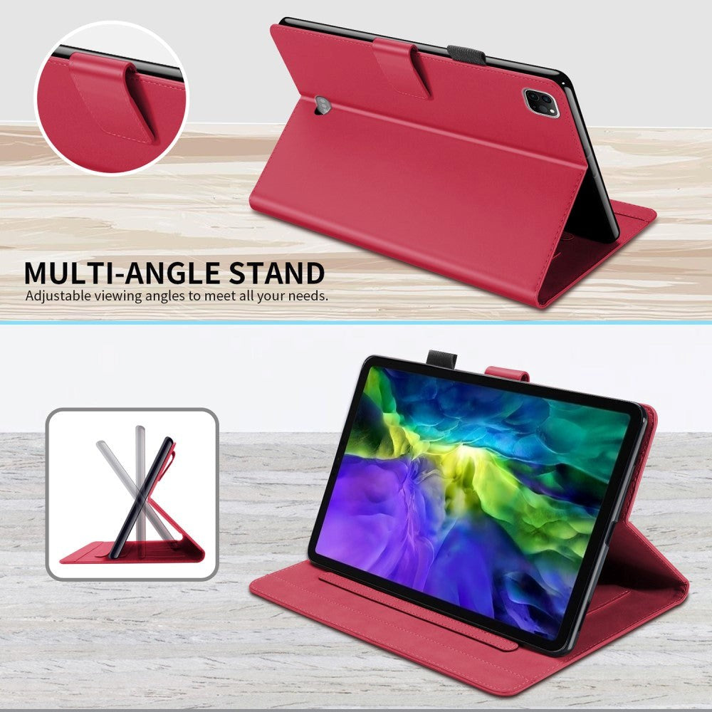 iPad Pro 11" (2022 / 2021 / 2020) Leather Flip Cover m. Animal Motiv - Rød