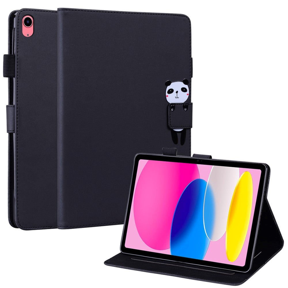 iPad 11" (2025) / iPad 10,9" (2024/2022) Leather Flip Cover m. Dyremotiv - Sort