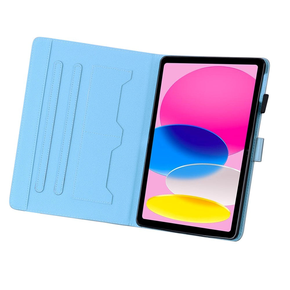 iPad 11" (2025) / iPad 10,9" (2024/2022) Leather Flip Cover m. Dyremotiv - Blå