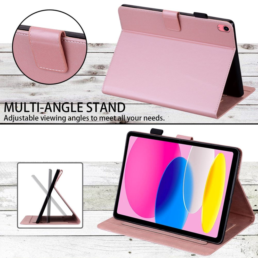 iPad 11" (2025) / iPad 10,9" (2024/2022) Leather Flip Cover m. Dyremotiv - Rosa