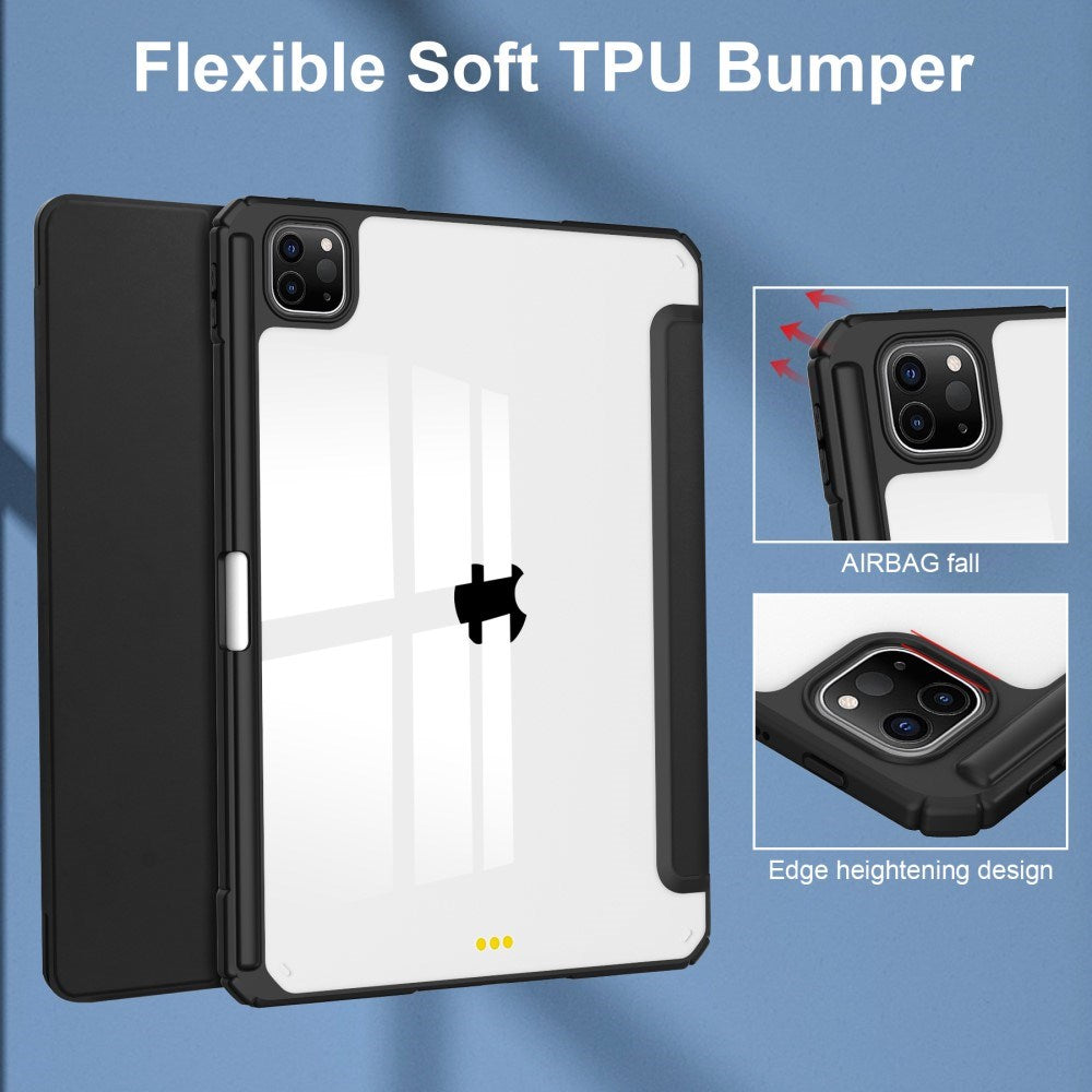 EIDERWOOD iPad Pro 11 (2024) Hybrid Flip Cover m. Penneholder - svart og gjennomsiktig