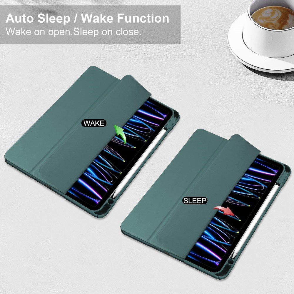 EIDERWOOD iPad Pro 11 (2024) Hybrid Flip Cover m. Penneholder - Grønn og gjennomsiktig